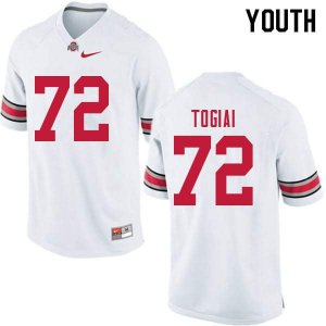 NCAA Ohio State Buckeyes Youth #72 Tommy Togiai White Nike Football College Jersey PLC3845UT
